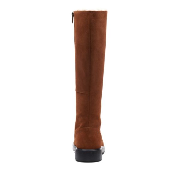 Clarks Womens Un Elda Hi Knee High Boots Dark Brown | UK-3192760